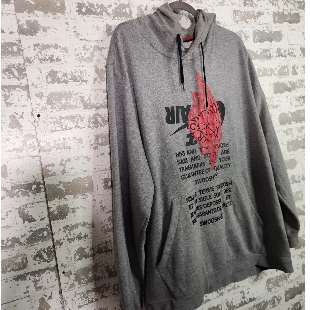 Jordan Hoodie Mens 3XL Gray Nike Air Wings Graphic Pullover Sporty Center Logo